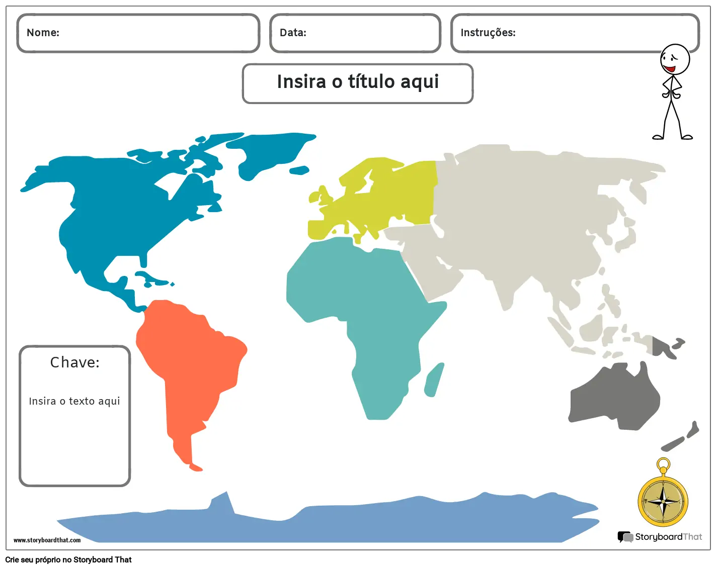 Mapa dos Continentes do Mundo