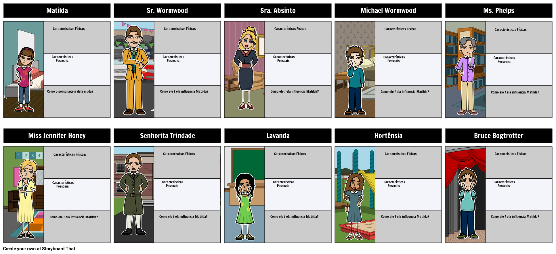 Matilda Caracteres Storyboard by pt-examples