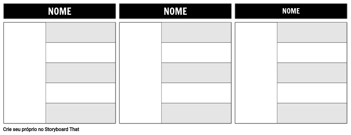 Modelo De 5 Campos Do Mapa De Caracteres Storyboard