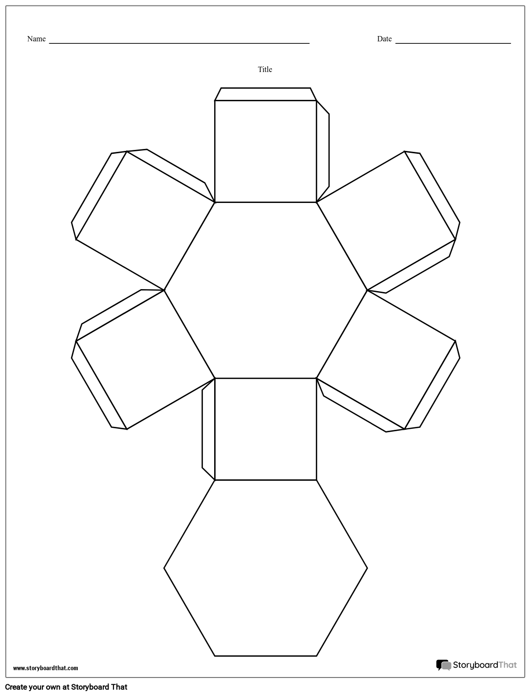 Modelo De Cubo De História Hexagonal Storyboard 