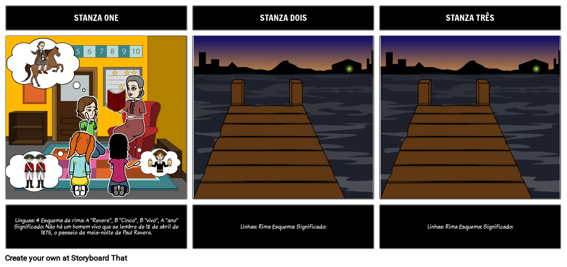 Passeio de Paul Revere Estrutura Storyboard por ptexamples🦃