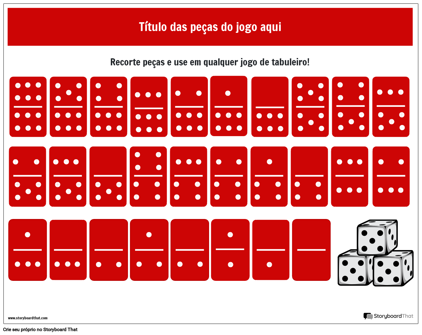 Peças de Jogo de Dominó Para Impressão Storyboard