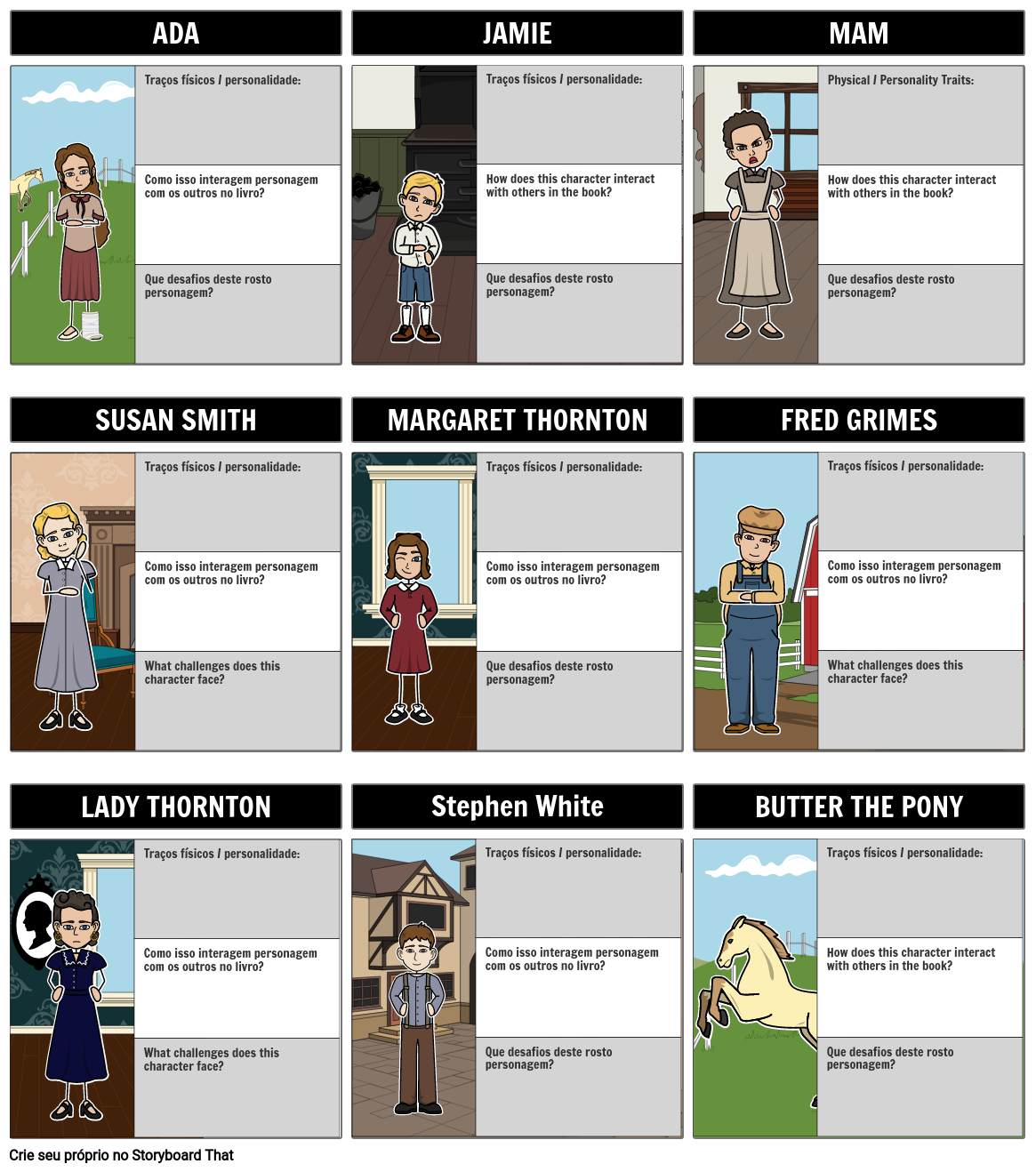 Personagens da Guerra que Salvou Minha Vida Storyboard