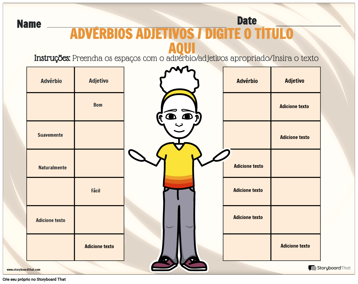 Planilha De Advérbios E Adjetivos Para Impressão 