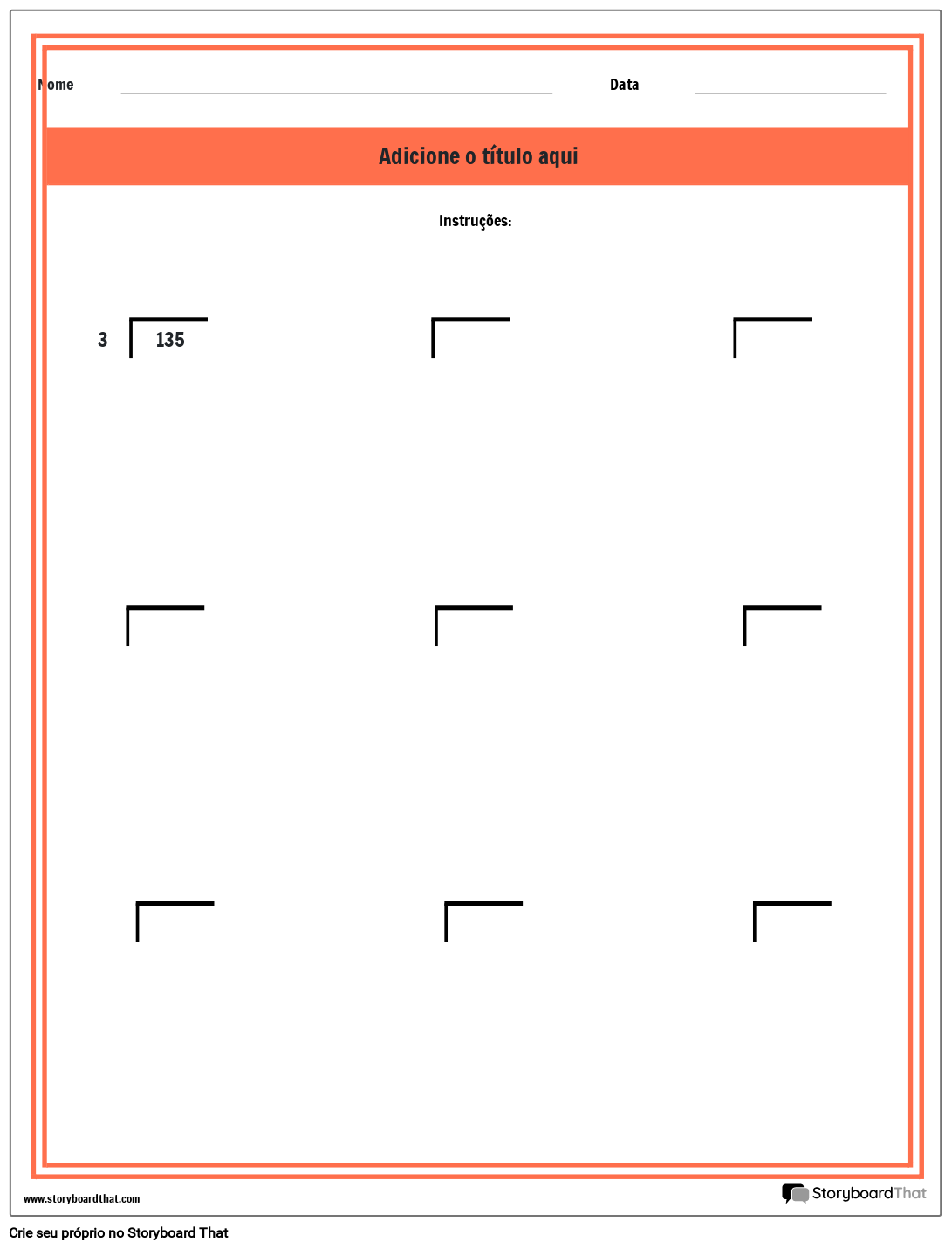 Planilha De Divisão De Inteiros Storyboard Por Pt Examples 