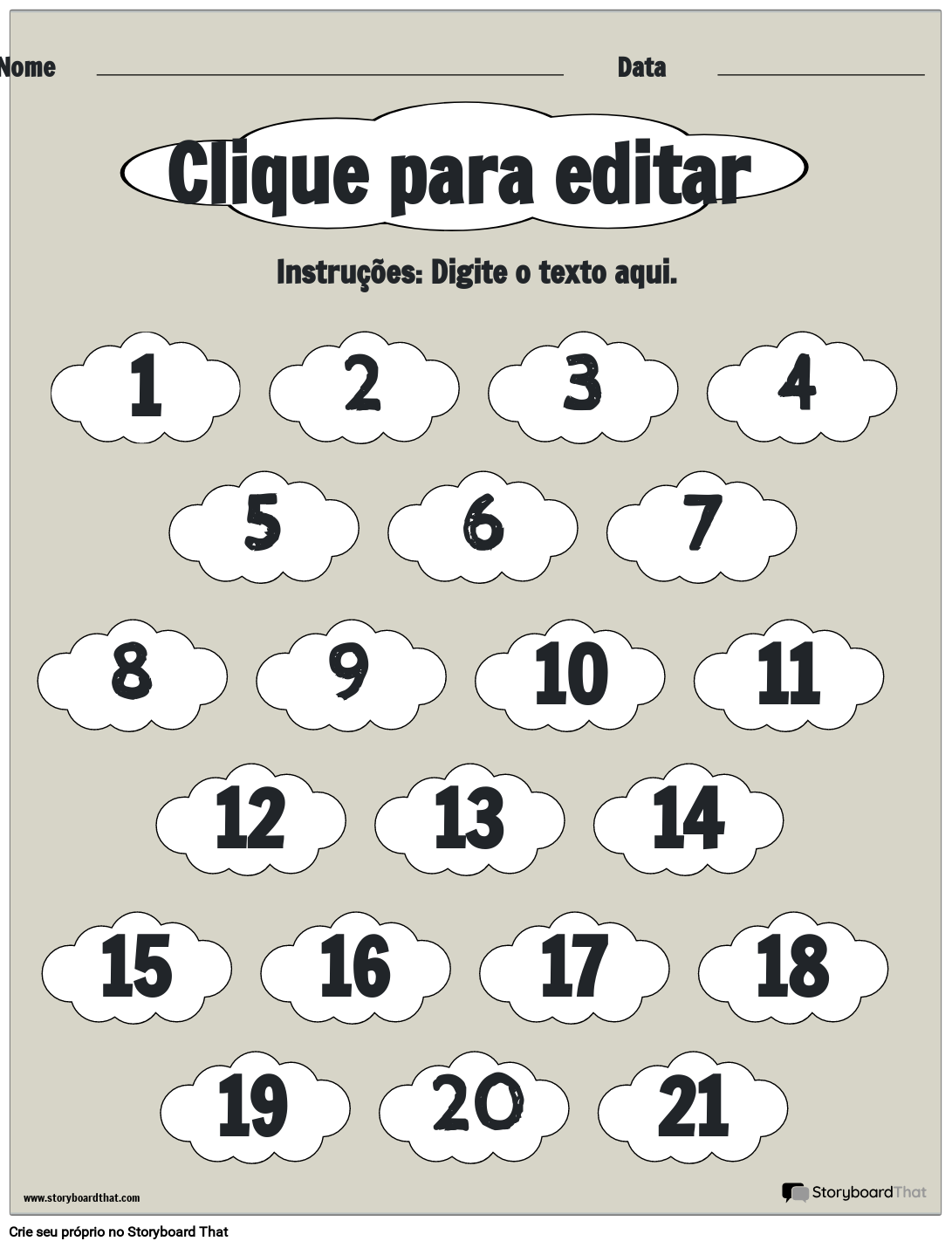 Planilha de Números Pares e Ímpares com Nuvens em Preto e Branco, image size:1091x1430