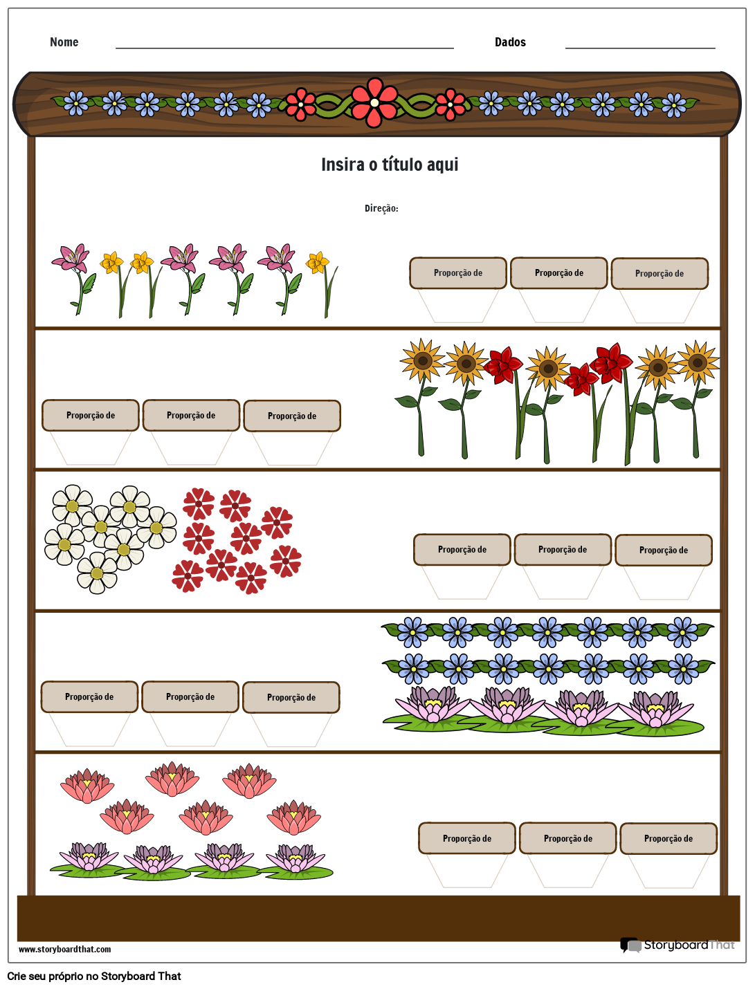 Planilha De Propor o Com Tema De Flores Storyboard planilha-de-propor-o-com-tema-de-flores-storyboard