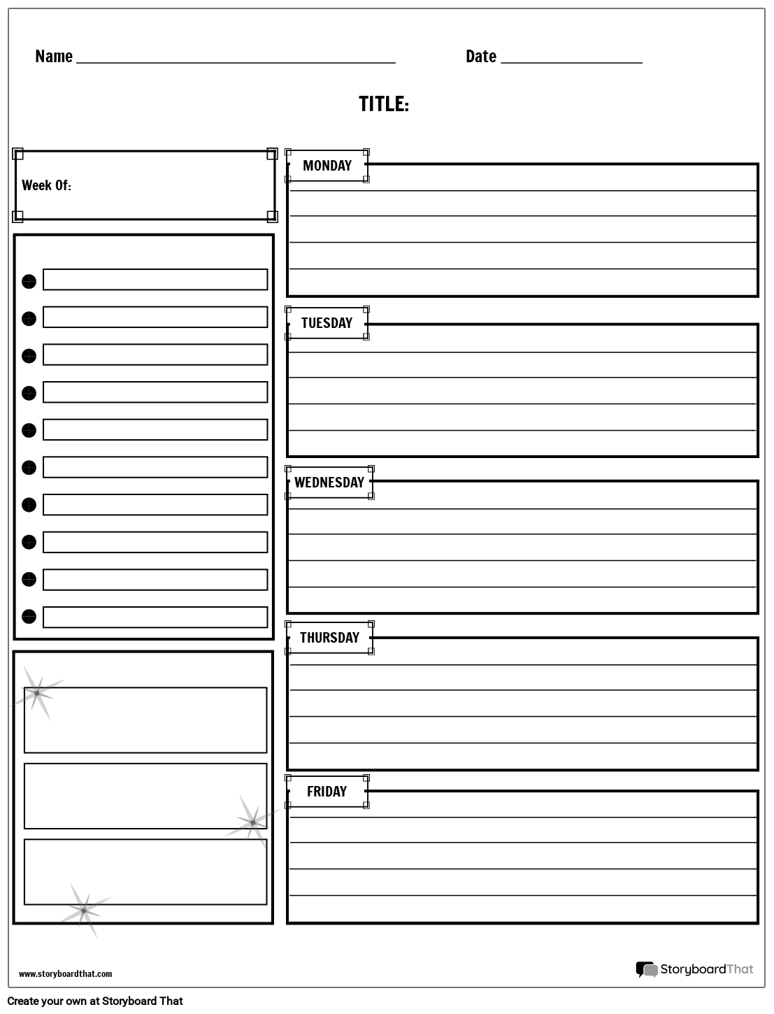 Planilha do Organizador de Agenda Semanal