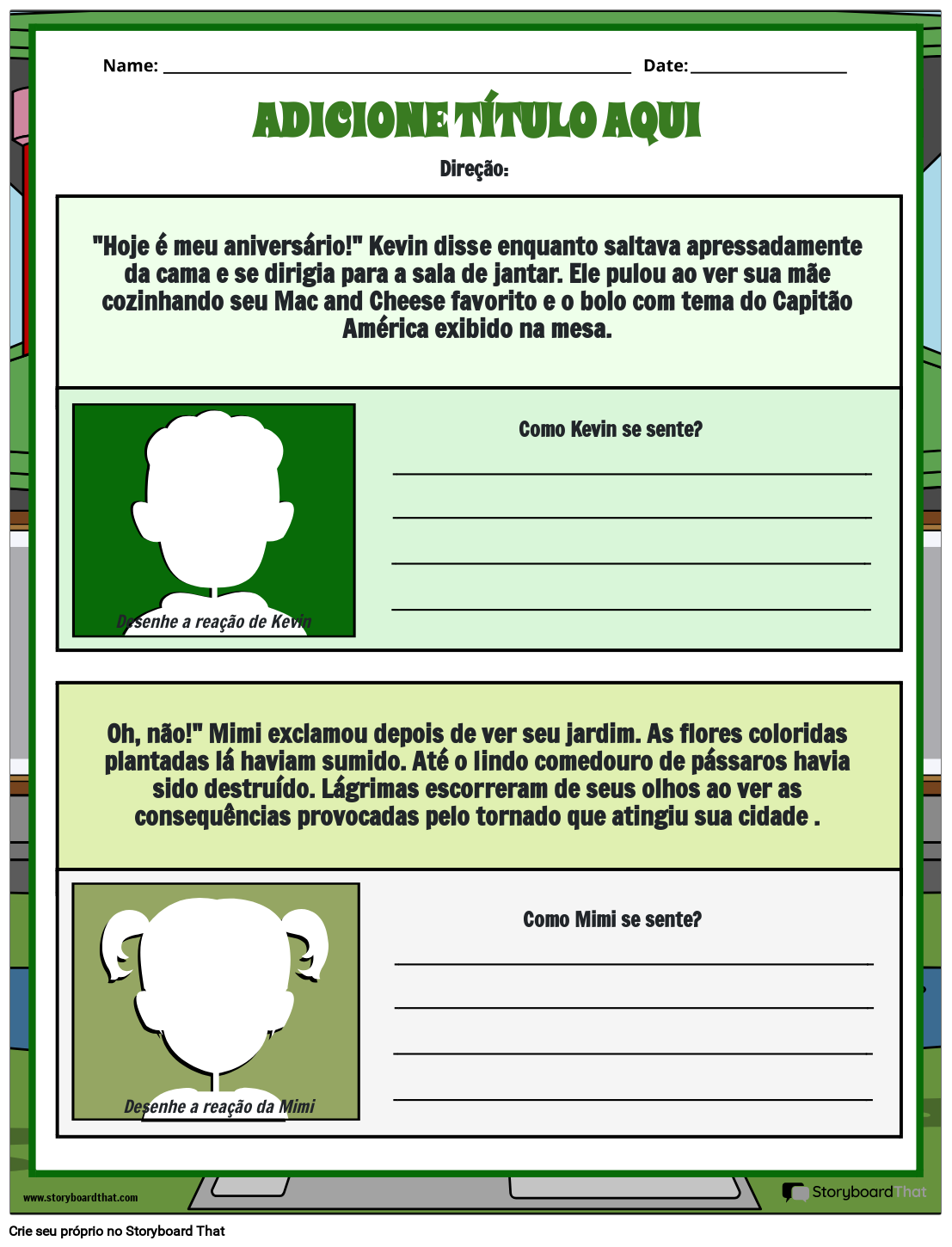 Planilha Para Inferir Sentimentos e Emoções Storyboard, image size:1107x1450