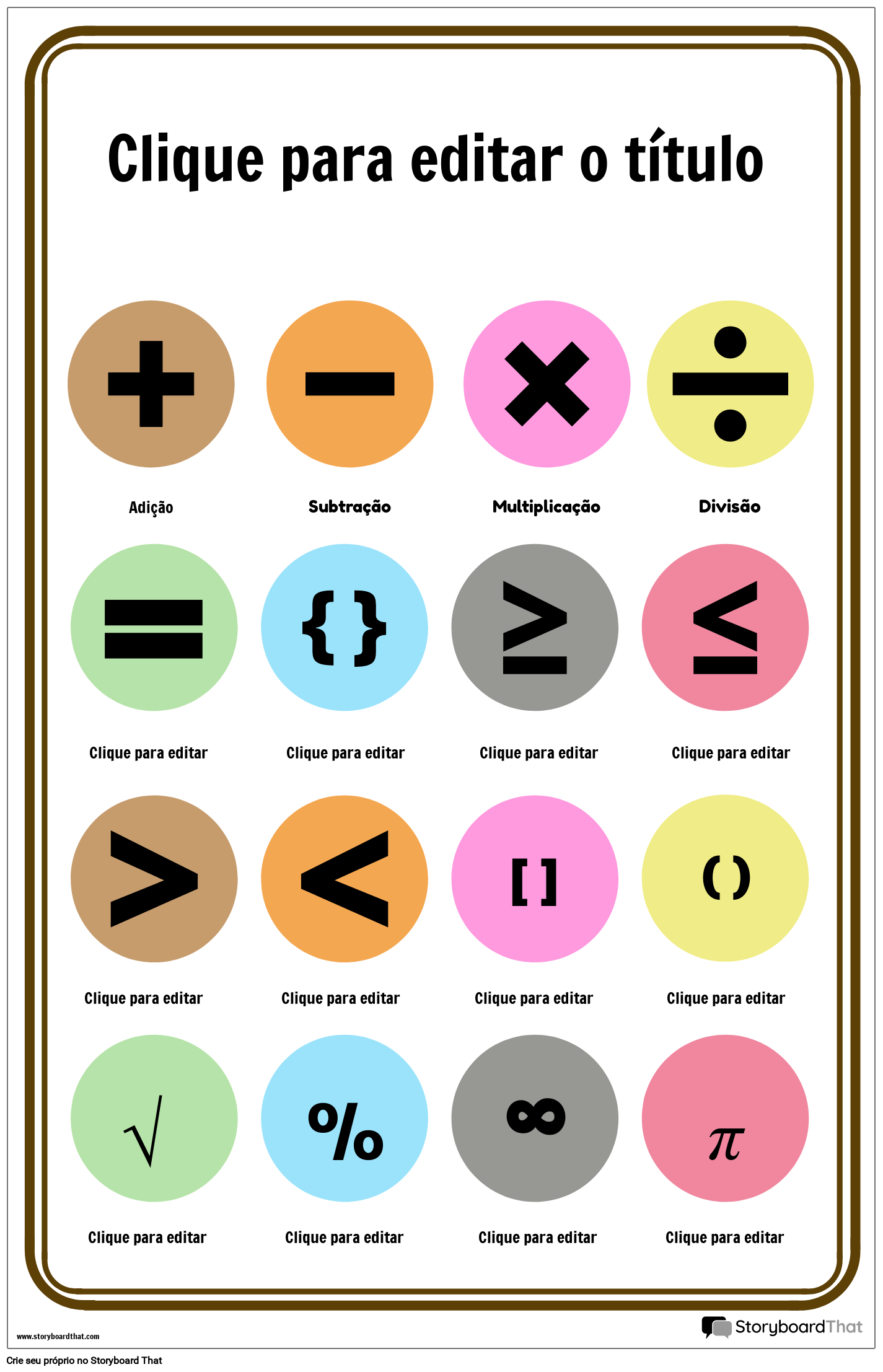 Pôster Símbolos Matemáticos Minimalistas Storyboard