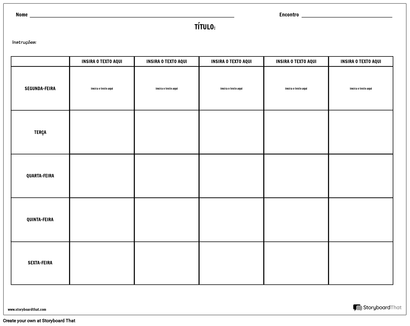 Week Grid Storyboard by ptexamples