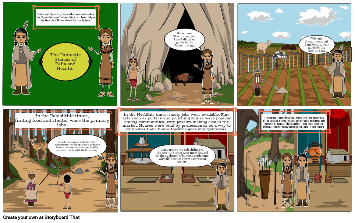 Neolithic vs Paleolithic Comic Strip Storyboard