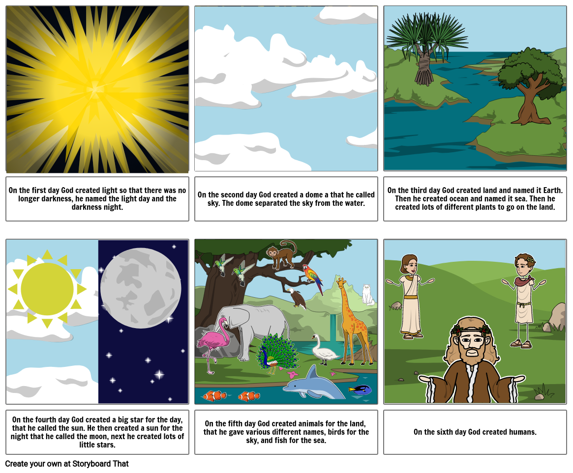 The creation story Storyboard by purpleawesomesauce