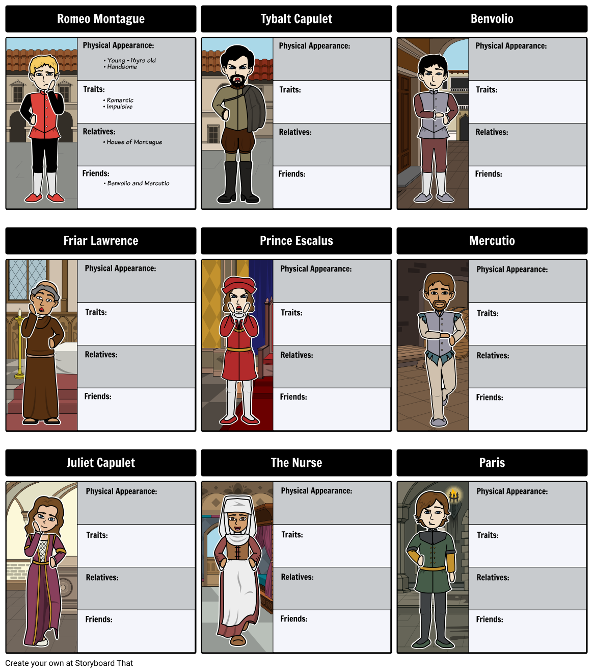 Character Map Templates | Character Trait Analysis Web | Character Map