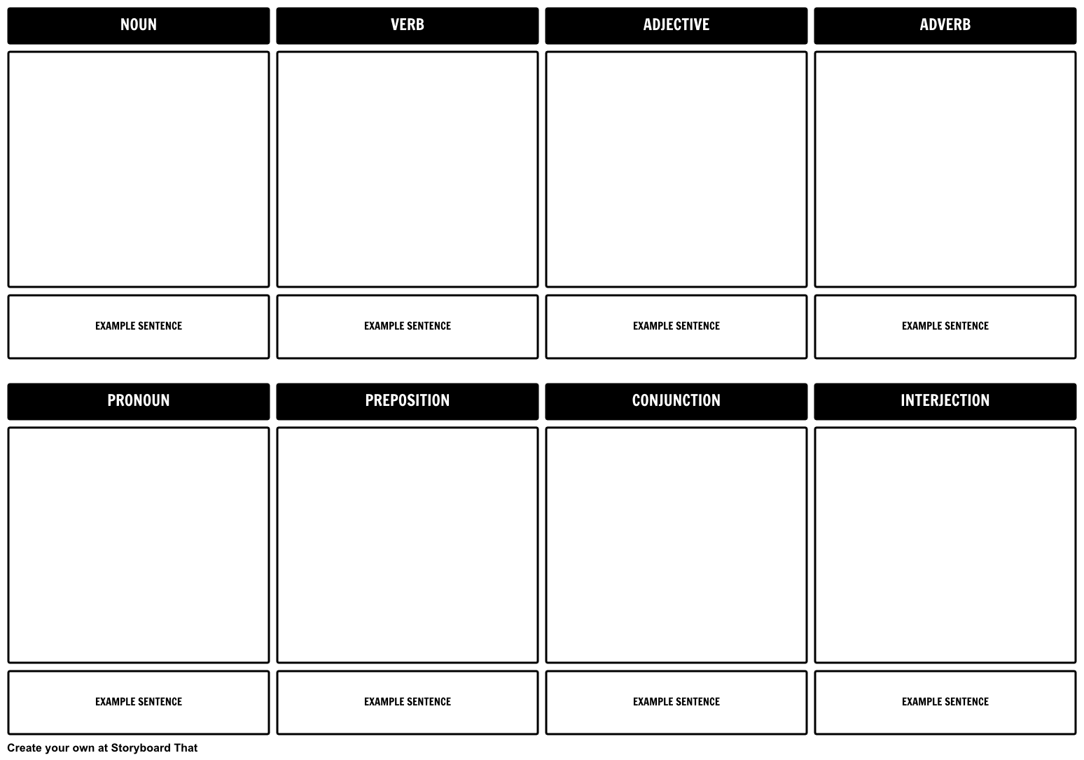 Parts Of Speech Storyboard Template Storyboard
