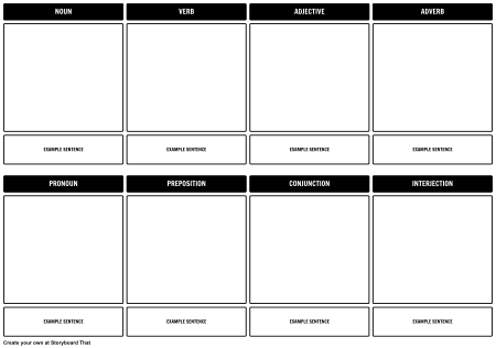 Parts of Speech Storyboard Template