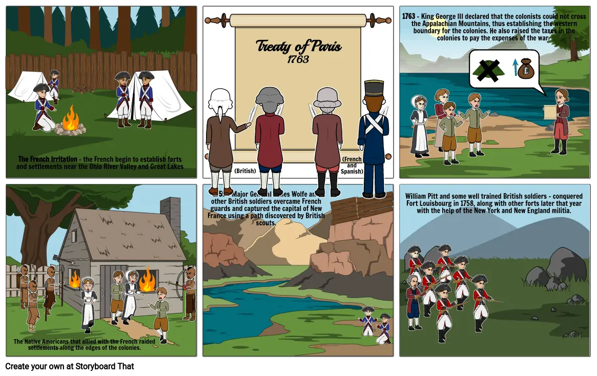 French and Indian War - 8 Panel Cartoon