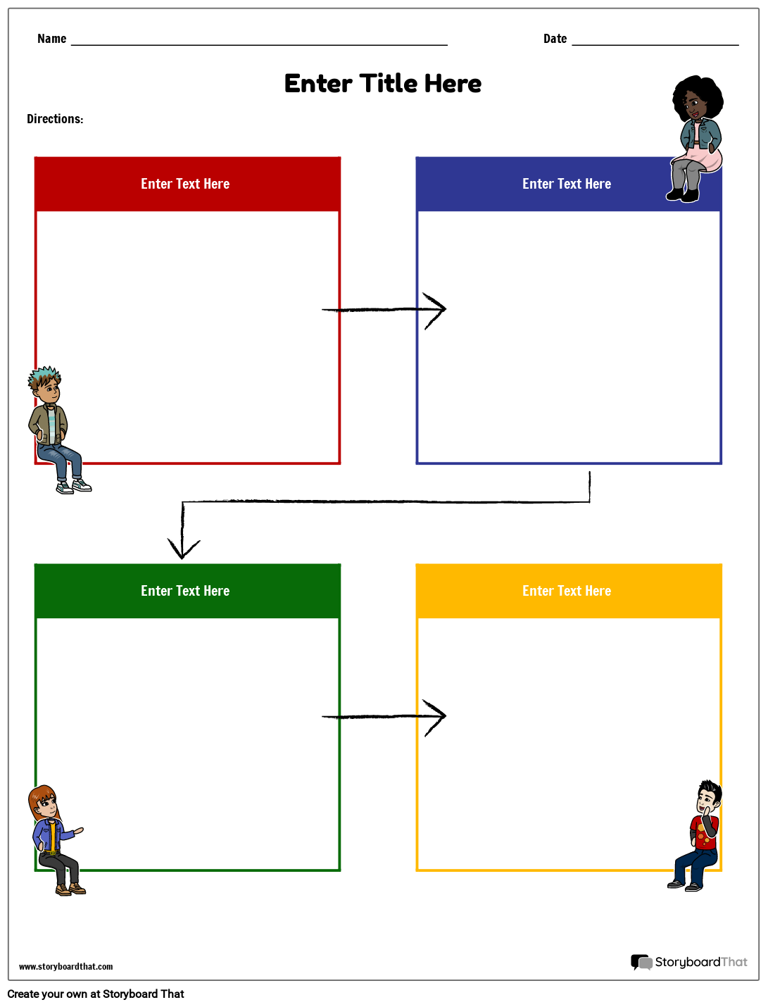 Șablon de Diagramă de Flux în Portret de Culori Primare