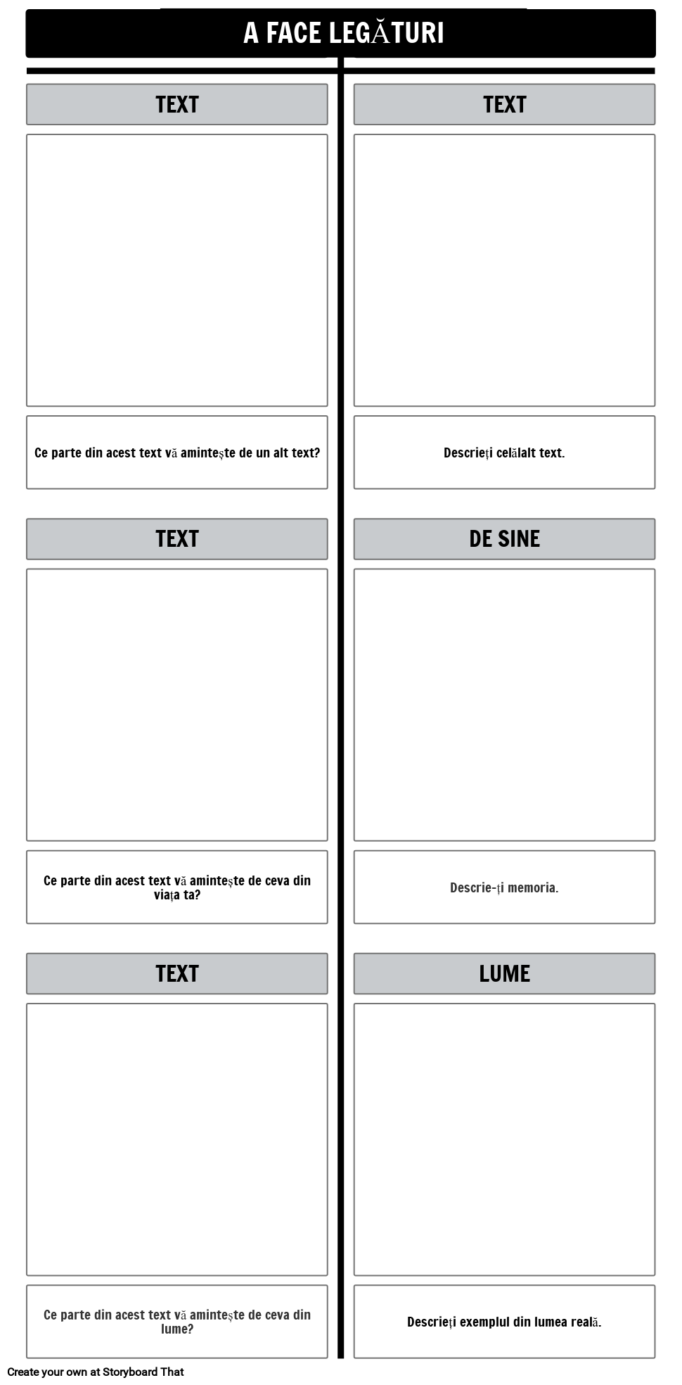 Șablon T-Chart Conexiuni Text