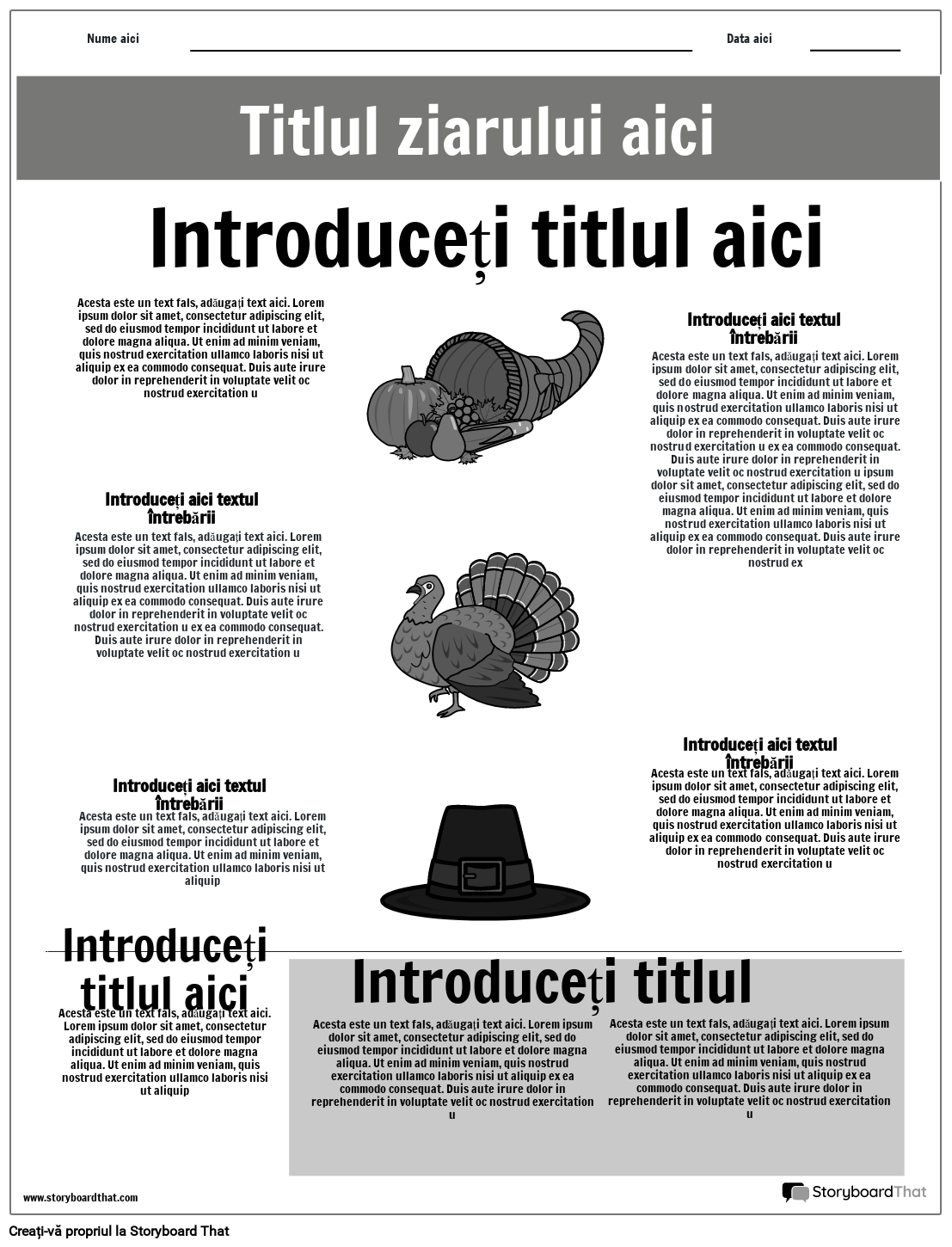 Articol de interviu de ziar Template Gray Storyboard