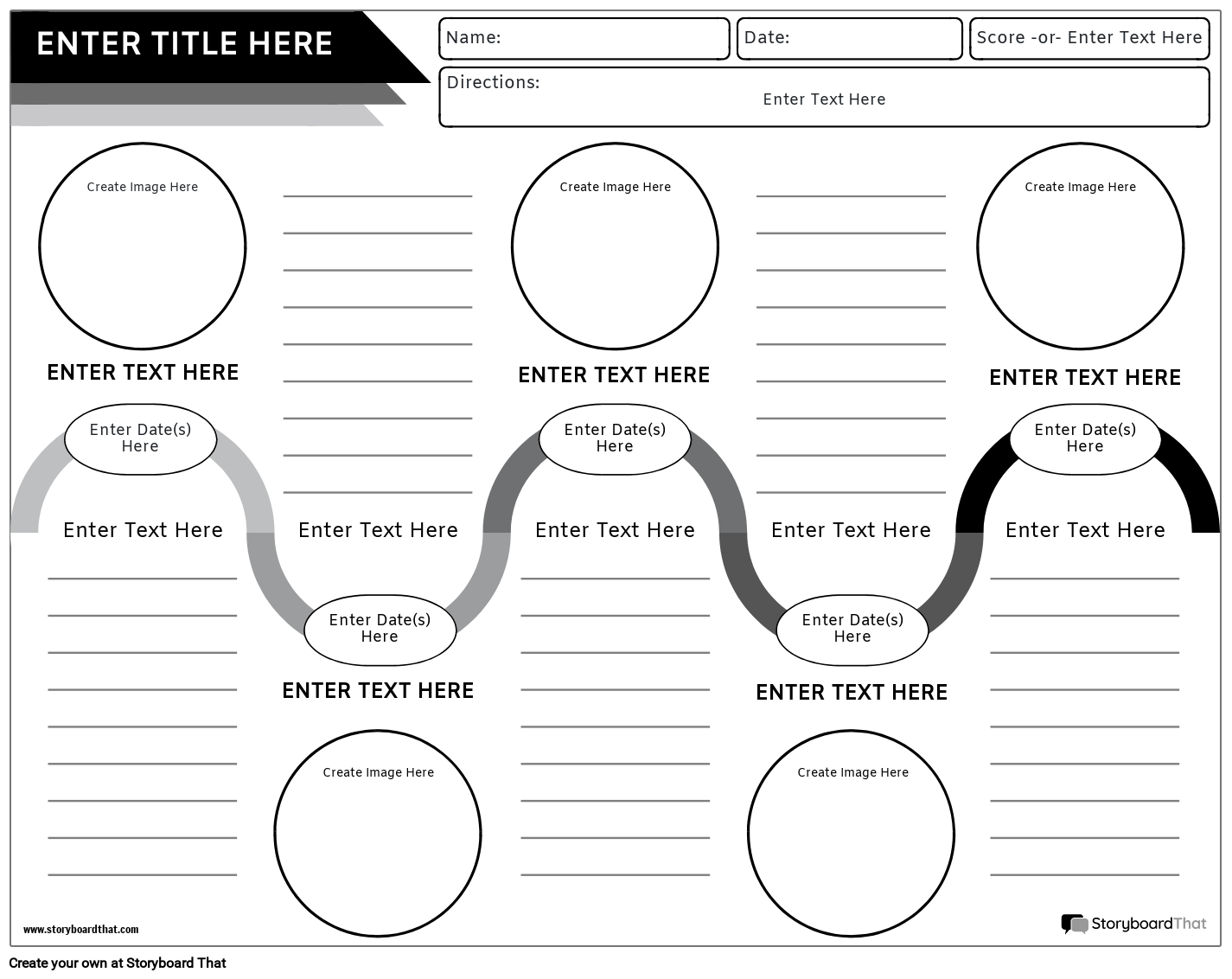 Fișă de Lucru Pentru Cronologie de Studii Sociale Alb-negru Ondulat