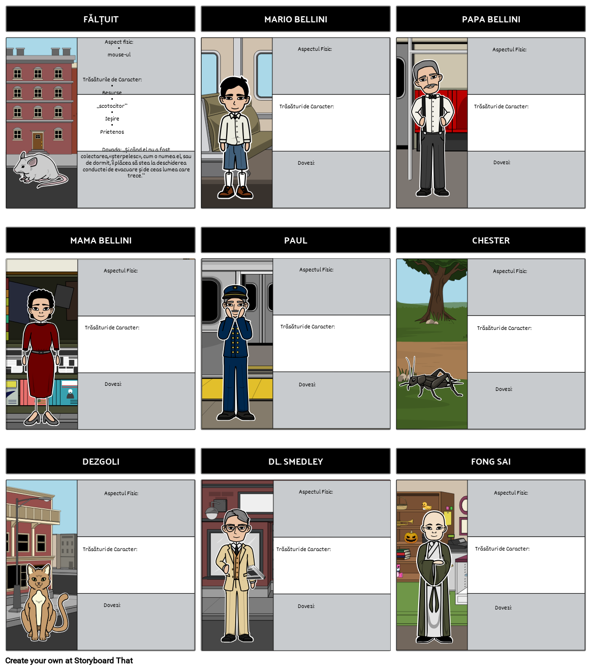 Greierele în Times Square Caracter Harta Storyboard