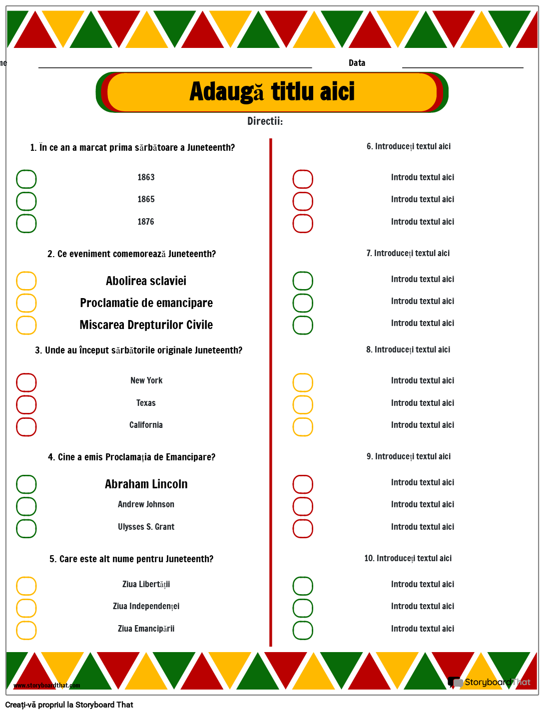 Juneteenth Trivia Worksheet Storyboard By Ro-examples