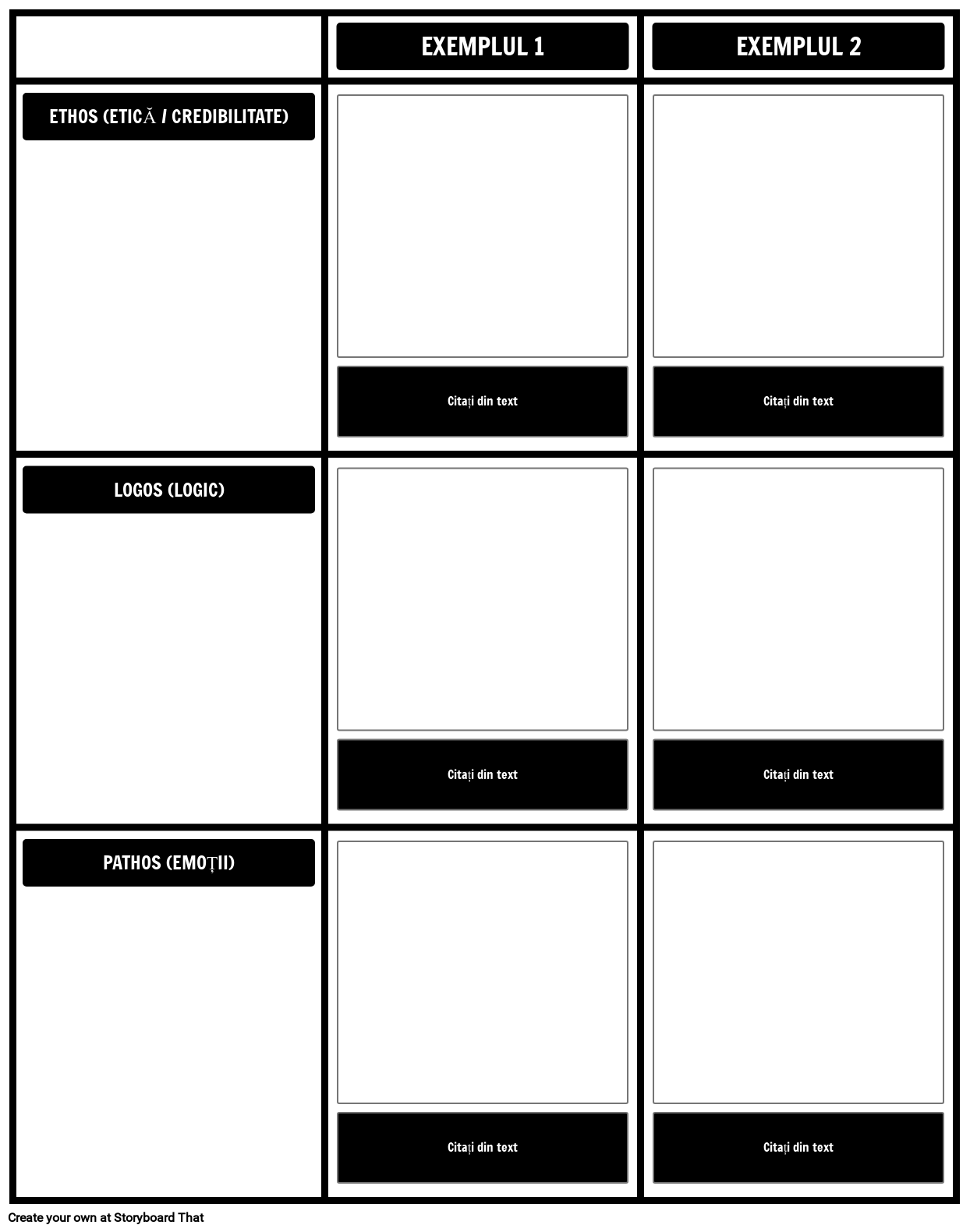 Modelul 2 cu Logo-ul Ethos Pathos Storyboard by ro-examples
