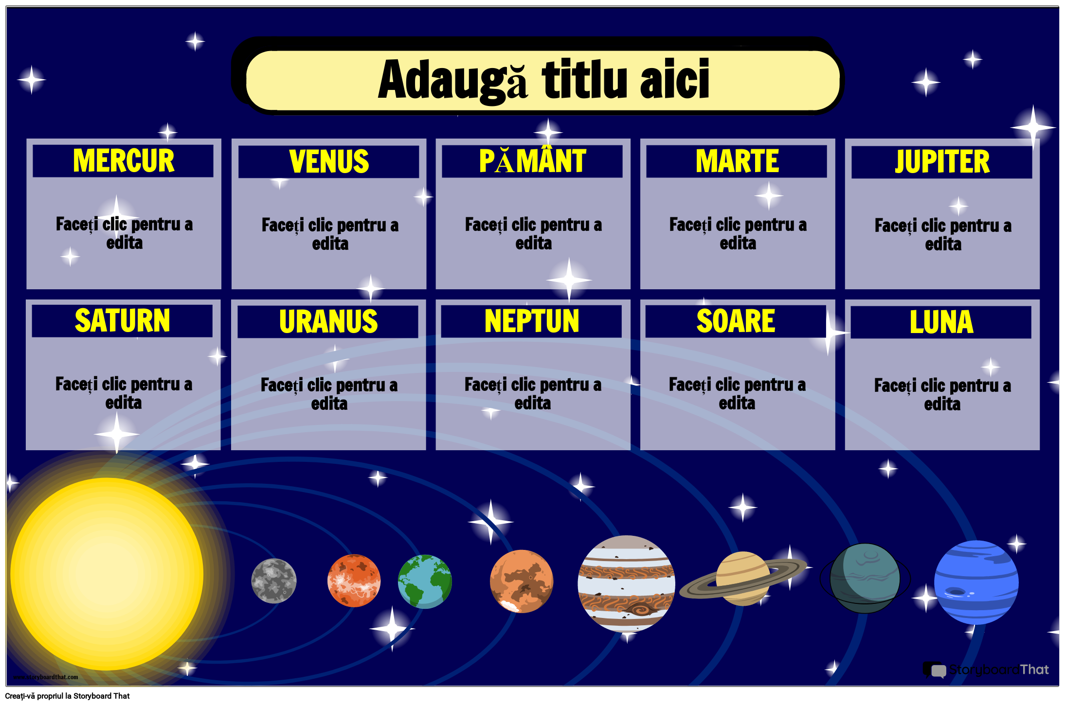 Poster Educațional Cu Sistemul Solar Storyboard