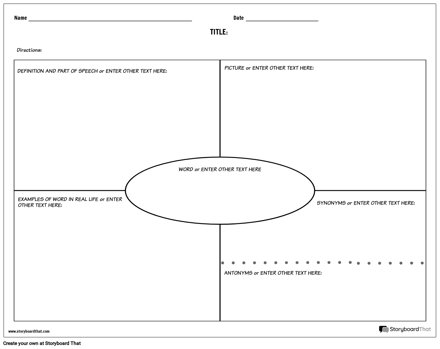 Vocabular - Model Frayer Tradițional