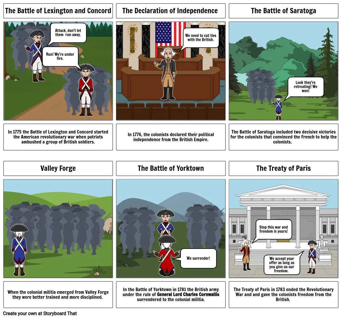 SS Revolutionary War story board