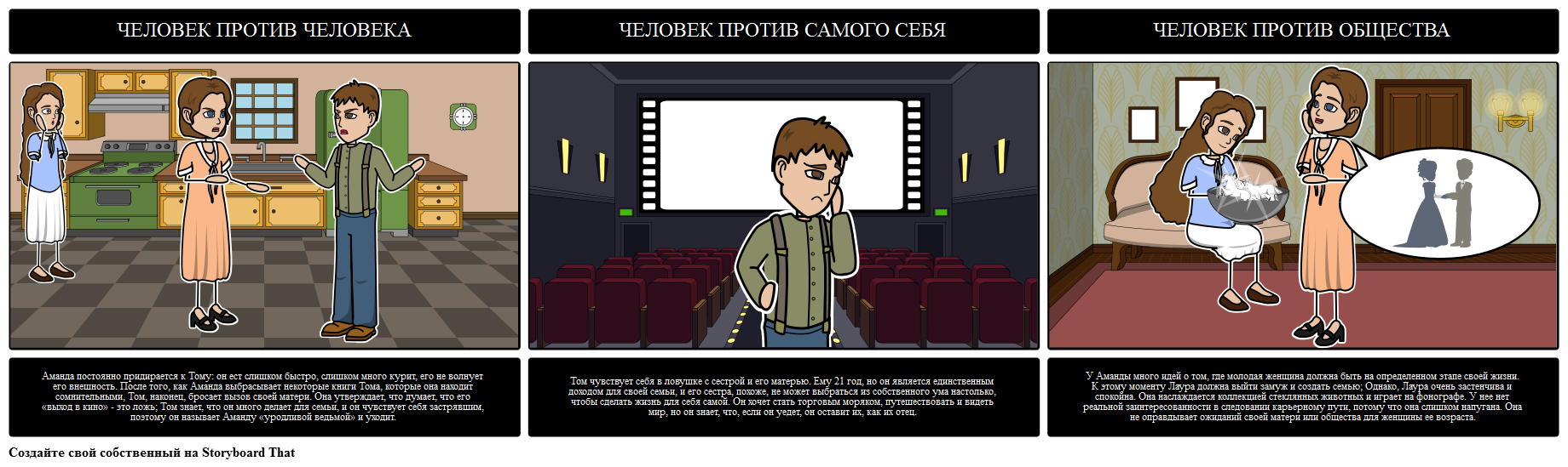 Литературный Конфликт «Стеклянный Зверинец» Storyboard