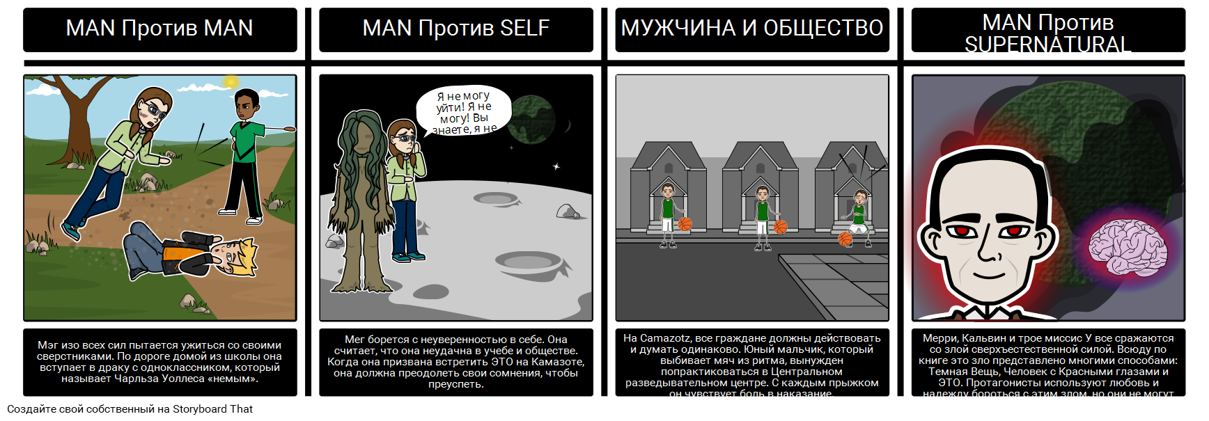 Морщины во Времени Литературный Конфликт Storyboard