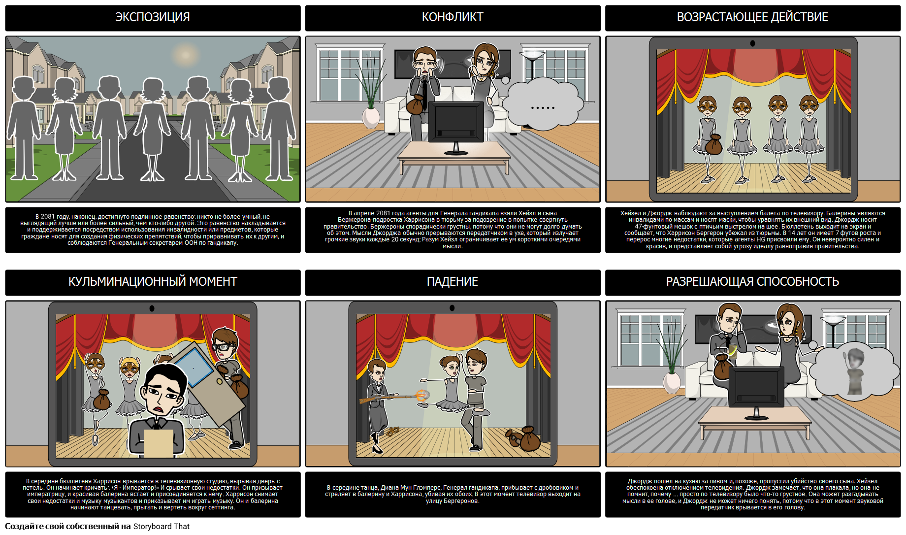 Участок Диаграмма для Харрисон Бержерон Storyboard