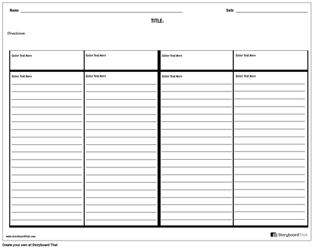 Примечания в Четыре Столбца с Линиями