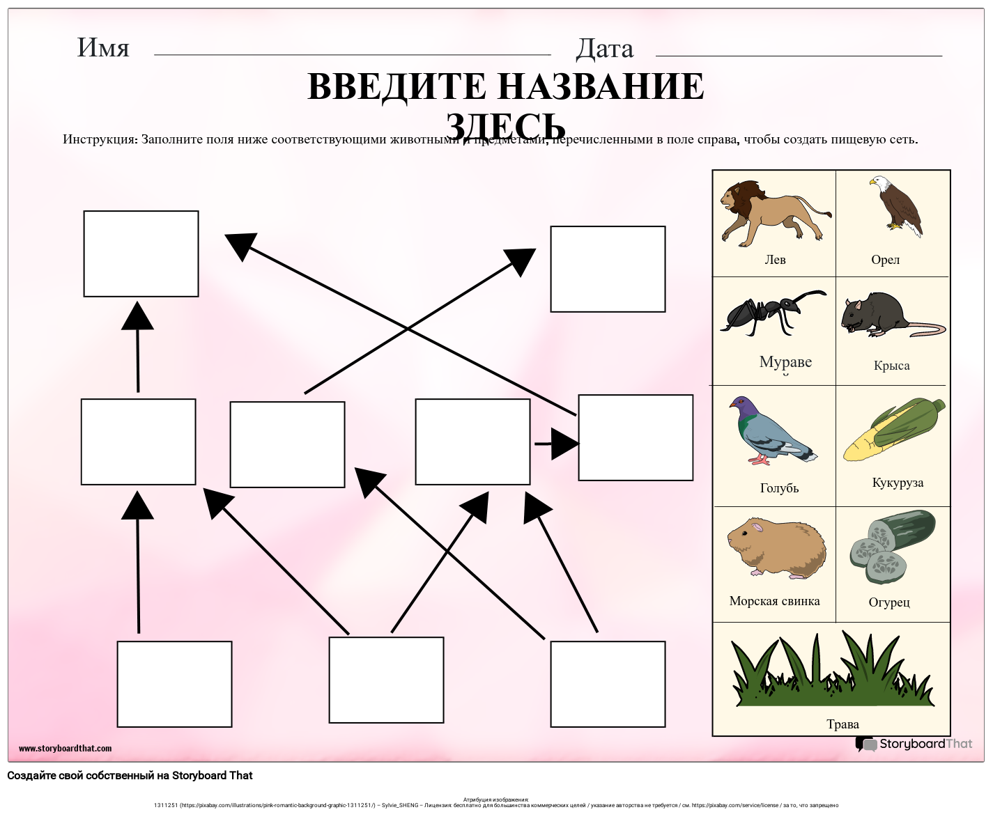 Рабочий лист экосистемы деятельности Food Web