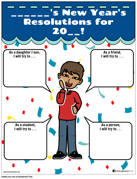 Шаблон, Новогодние Резолюции, Синий