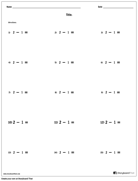 Вычитание - Одно Число - Версия 1