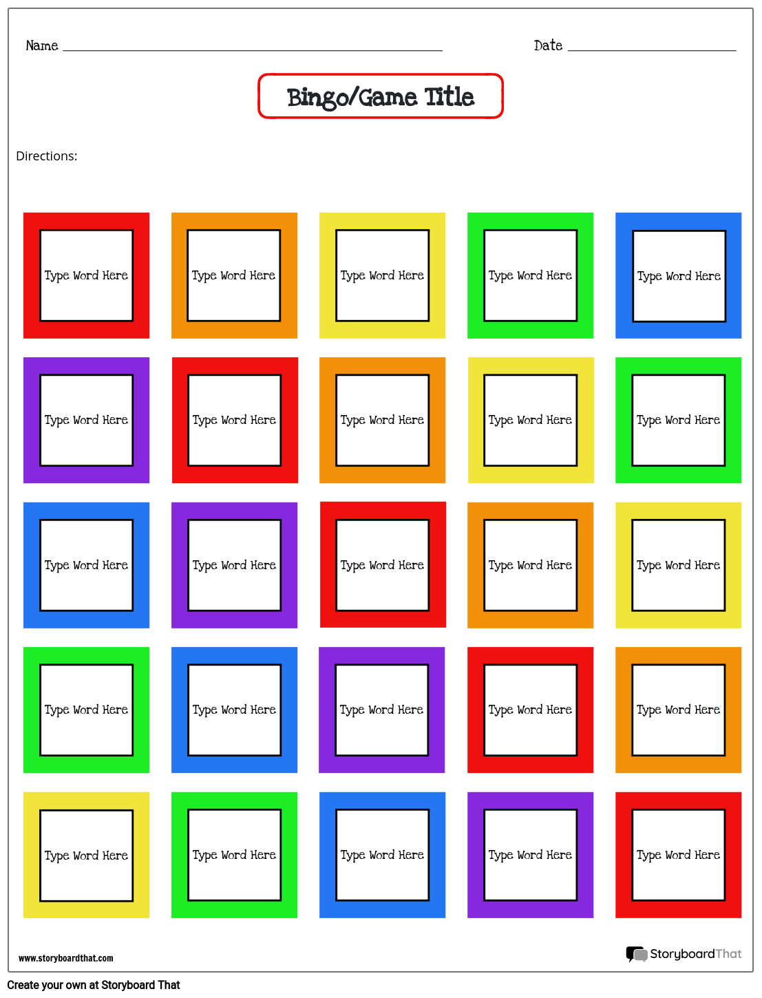 Рабочий Лист Игры в Бинго Storyboard av ru-examples