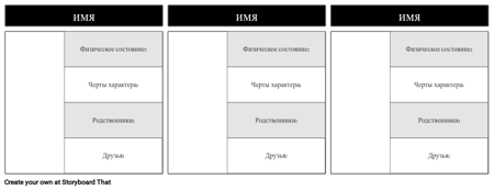 Карта Персонажей 4 Поля Заполнены