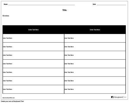 Таблица - 2 Столбца, 7 Строк