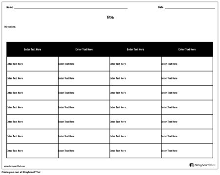 Таблица - 4 Столбца, 7 Строк