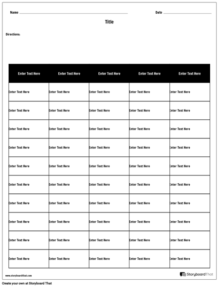 Таблица - 6 Столбцов, 10 Строк