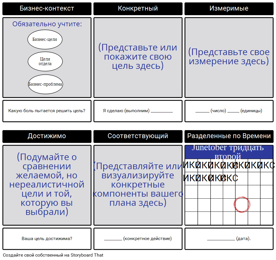 Шаблон SMART Цели Раскадровка по ru-examples