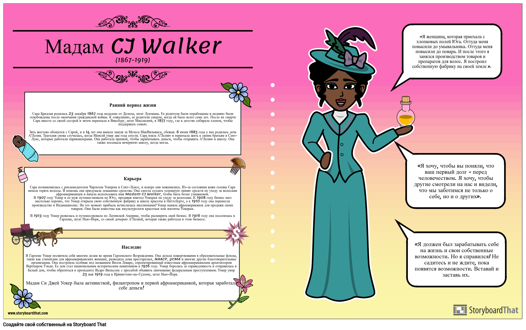 Мадам CJ Walker Bio Storyboard por ru-examples