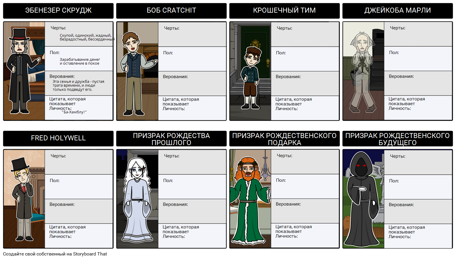 A Christmas Carol Character Map с Скрудж и Крошки Тима