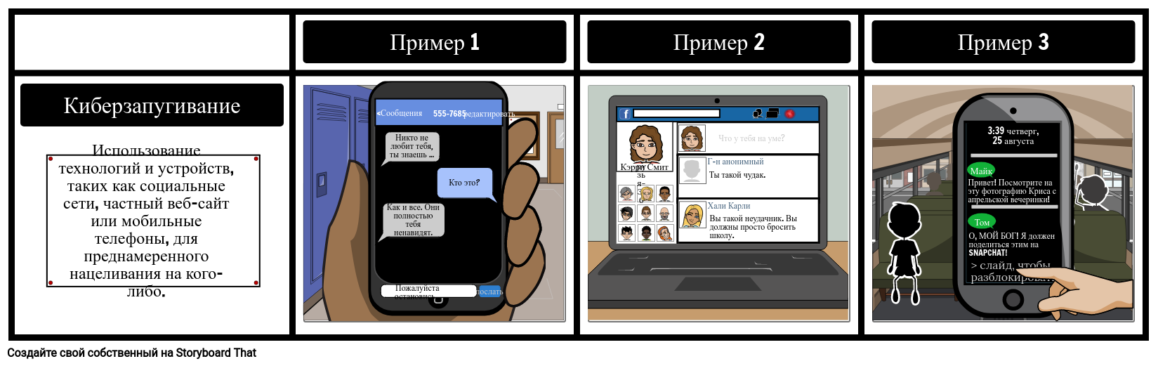 Cyberbullying Storyboard par ru-examples