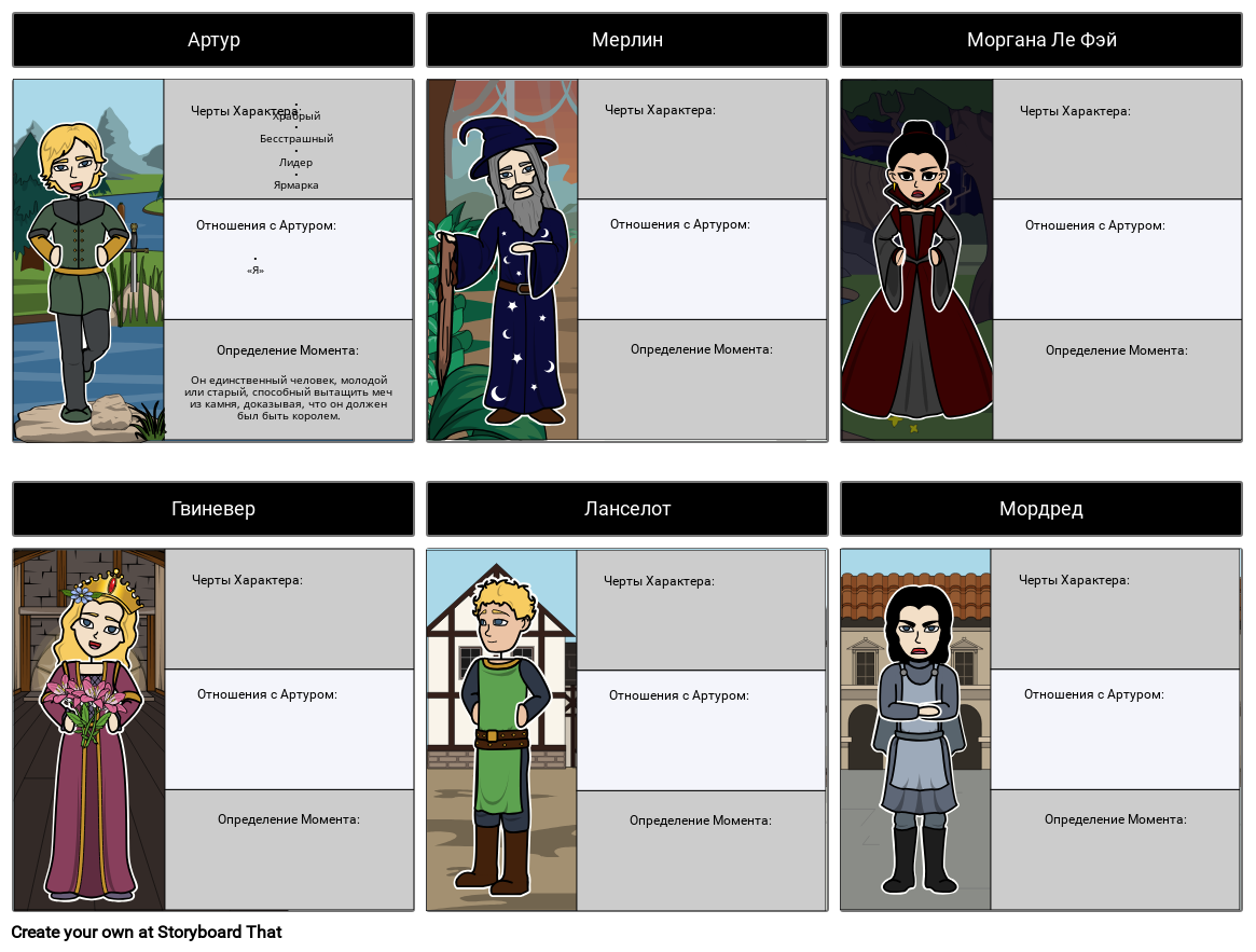 King Arthur Пример Анализа Персонажей Storyboard
