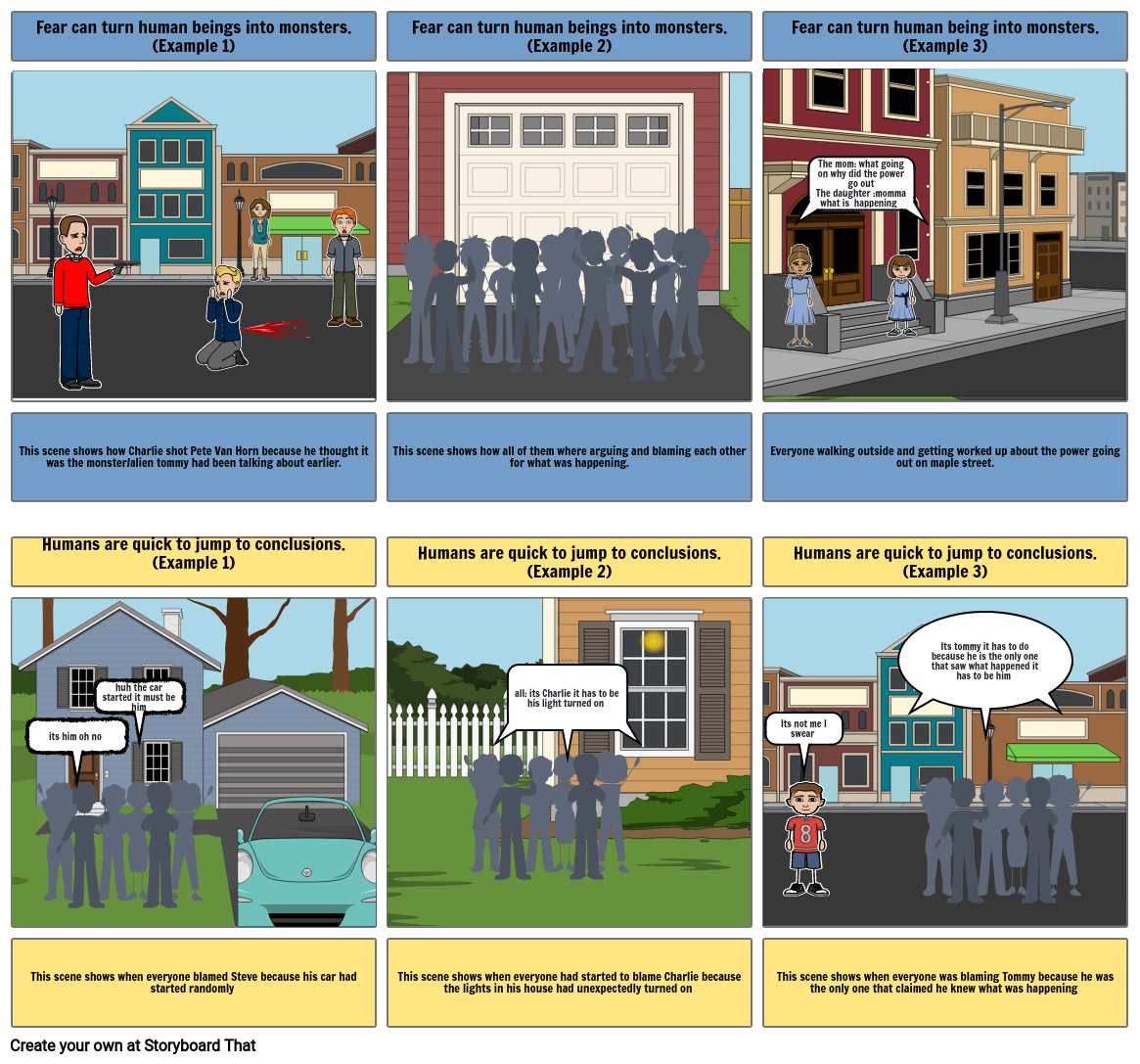 The monsters are due on maple street Storyboard