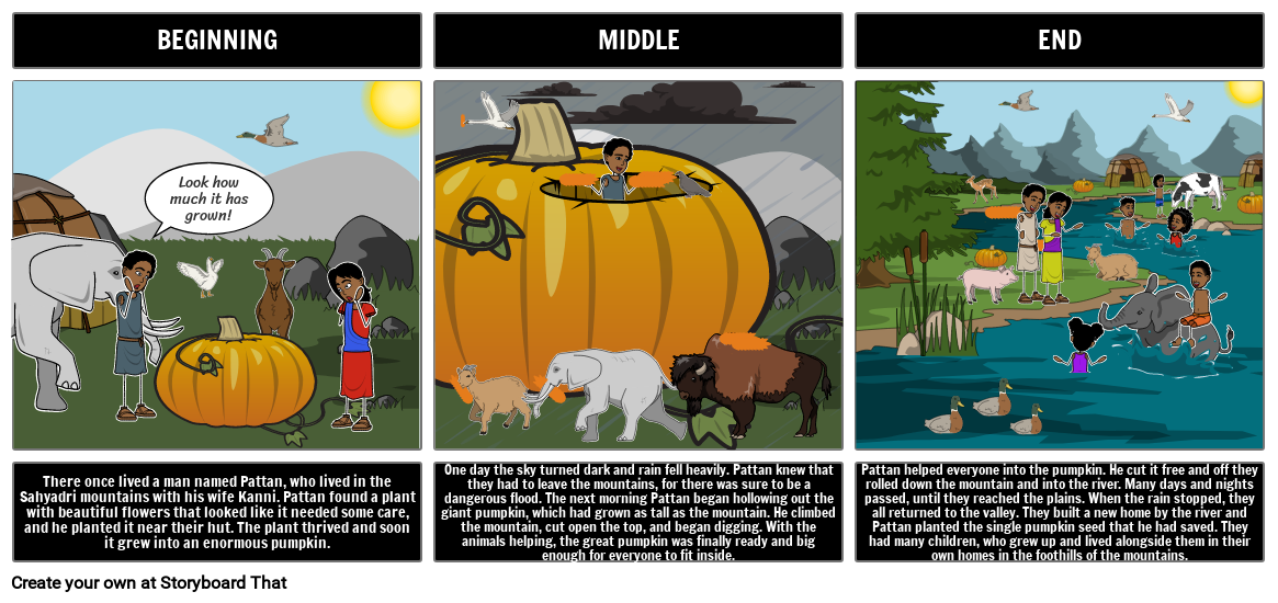 Pattans Pumpkin storyboard sequence